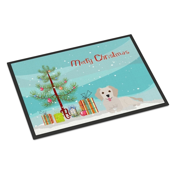Carolines Treasures 24 x 36 in. Small Greek Domestic Dog Kokoni No.2 Christmas Tree Indoor or Outdoor Mat CK3510JMAT - main